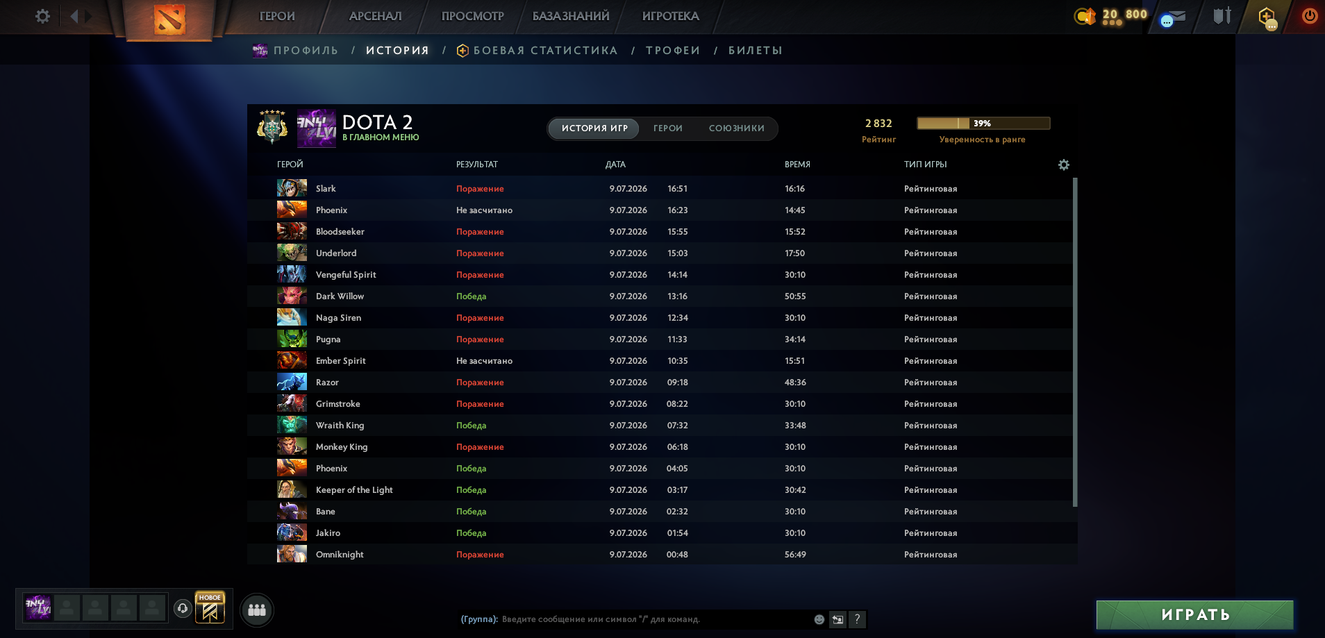 Dota 2 Account  MMR